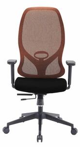 Директорски стол RFG STAR HB, до 150кг, дамаска/меш, люлеещ механизъм, коригиране на височината и дълбочината, газов амортисьор, заключване на облегалката, лумбална опора, черно-оранжев
