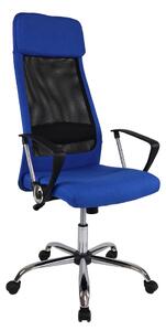 Директорски стол RFG Roby (RJ-9913/FABRIC4/BLUE), до 130кг, дамаска/меш, хромирана база, Tilt механизъм, коригиране на височината, заключване в позиция, син
