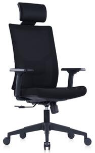 Директорски стол RFG Snow Black HB, до 120кг, дамаска/меш, пластмасова база, коригиране височина, лумбална опора, черна