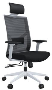 Директорски стол RFG Snow HB, до 120кг. макс тегло, дамаска, лумбална упора, коригиране на височината, облегалка за глава, регулируеми подлакътници, черен