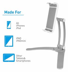 Поставка за бюро, шкаф, стена, и плоскости Macally Stand Wall Mount, за мобилни устройства и таблети широки до 28cm, сребриста