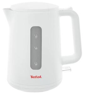 Електрическа кана Tefal KO200130, вместимост 1.7 литра, въртяща се основа 360°, автоматично отваряне на капака, 2400W, бял