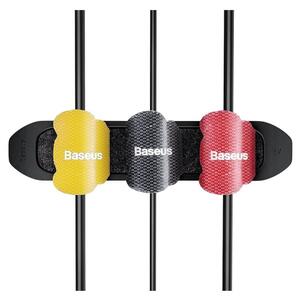 Органайзер за кабели Baseus Cable Fixer Kit (TZACGX-01), лепяща основа, 15 велкро лепенки, черен