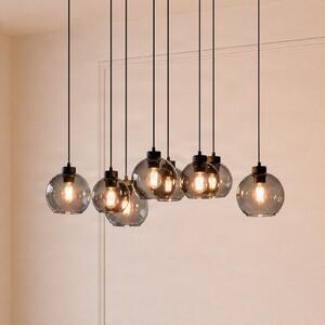 TK Lighting Висяща лампа Cubus, дължина 95 cm, 8 лампи, димно сива, стъкло, Затъмняване, Сив, Дневна/трапезария, Стъкло, Модерен