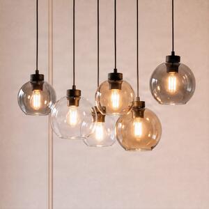 TK Lighting Кубична висяща лампа, 74 см, 6-лампова, прозрачна/медена/кафява, стъкло, Затъмняване, Многоцветен, Дневна/трапезария, Стъкло, Модерен