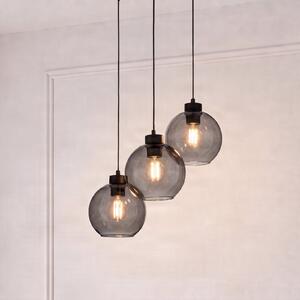TK Lighting Кубична висяща лампа, Ø 50 cm, 3 светлини, опушено сиво, стъкло, Затъмняване, Сив, Дневна/трапезария, Стъкло, Модерен, Висулки в пакет