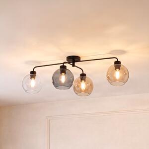 TK Lighting Таванна лампа Cubus с четири лампи, прозрачна/кехлибар/сива, Затъмняване, Сив, Дневна/трапезария, Стъкло, Модерен
