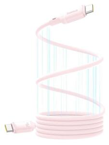 Кабел Baseus PicoGo Magnetic Liquid Silicone (P10376800411-00), от USB C(м) към USB C(м), 1m, 240W, розов, магнитен органайзер