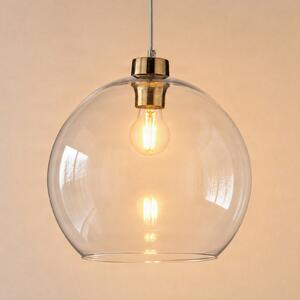 TK Lighting Висяща лампа Cubus, прозрачна, стъкло, Ø 30 cm, E27, Затъмняване, Прозрачен, Дневна/трапезария, Стъкло, Модерен, Глобус