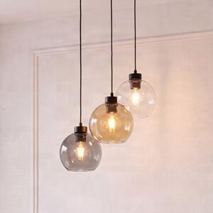 TK Lighting Висяща лампа „Cubus“, Ø 50 см, с 3 крила, прозрачна/меденокафява, стъкло, Затъмняване, Многоцветен, Дневна/трапезария, Стъкло, Модерен, Висулки в пакет