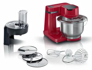 Кухненски робот Bosch MUMS2ER01, 700W, 4 скорости, 3.8 л. капацитет, червен