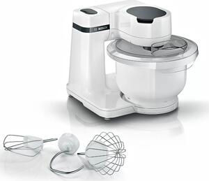 Кухненски робот Bosch MUMS2AW00, 4 скорости, 3.8 л. капацитет, алуминиева бъркалка с незалепващо покритие, 700W, бял