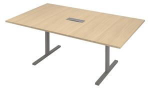 Заседателна маса Narbutas T-Easy, 2000 x 1200 x 740 mm, меламин избелен дъб, сив метал, крак тип I