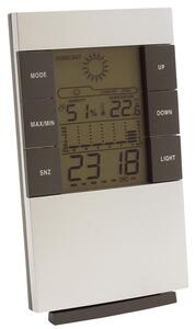 Електронна метеостанция TOPS Sunny Times 56-0401031, монохромен LCD дисплей, подсветка, календар, час, аларма, термометър и фаза на луната, сребристо-сива