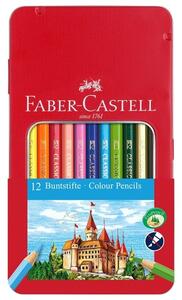 Цветни моливи Faber-Castel Замък, различни цветове, 12 бр., метална кутия