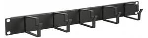 Кабелен органайзер Mirsan MR.OKB1U19.01, 19", 1U, за шкафове SOHO, 5 куки, черен