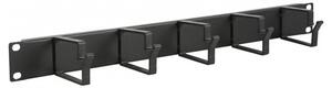 Органайзер за кабели MIRSAN MR.OKP1U19.01, 1U, 19", 5 скоби, за SOHO шкафове, черен