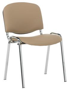 Посетителски стол Carmen 1135-1 LUX, до 100кг, еко кожа, хромирана база, бежов