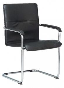 Посетителски стол Rumba Black, еко кожа, хромирана основа, черен