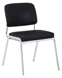 Посетителски стол RFG Slow M (C-106/779B/1PC), до 120кг, еко кожа, хромирана база, черен