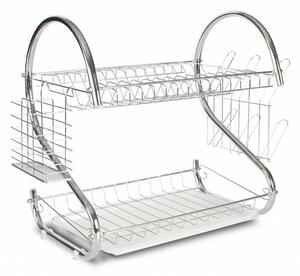 Сушилник за съдове Rosberg R53000H, 40 х 39 х 25 cm, метал и пластмаса, 2 нива, бял