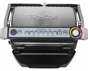 Грил преса Tefal OptiGrill GC716D12, светлинен индикатор, автоматична сензорна технология, 2000W, черна/сребриста