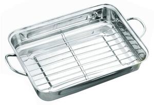 Тава за печене KingHoff KH 1377, 27x5.5x36 см, стомана, подвижна решетка, сребрист