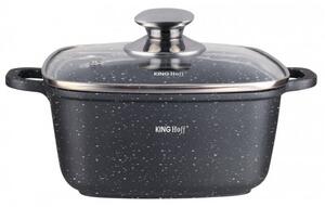 Тенджера Kinghoff KH 1603, вместимост 4.5 л, мраморно покритие, капак, черна