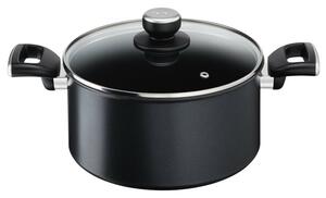 Тенджера Tefal G2554672, 24 cm диаметър, алуминий, топлинен индикатор Thermo-Spot, незалепващо титаниево покритие, с капак, черна