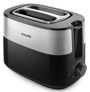 Тостер Philips Daily Collection HD2516/90, 8 настройки, компактен дизайн, стойка за претопляне, черен