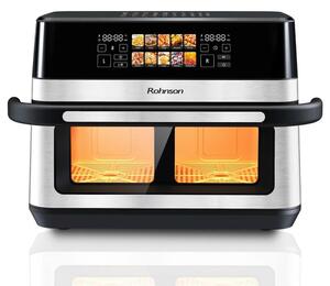 Фритюрник с горещ въздух Rohnson AirFryer R-2882, 12 л. вместимост, двузонова кошница, 10 предварително зададени автоматични програми, таймер, 2200W