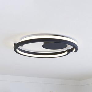 EGLO LED таванна лампа MEZZOMONTE, черна, Ø 48 см, CCT, Затъмняване, Черен, Дневна/трапезария, Алуминий
