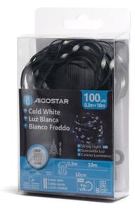 Aigostar LED външен коледен гирлянд 100 LED, 8 функции, 10,3 м, IP44, студена бя
