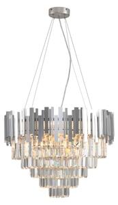 Кристален полилей на кабел PLAZA 9xE14/40W/230V Ø 60 см сребърен