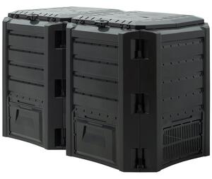 Градински черен пластмасов компостер 800 л - 135 × 72 × 83 см