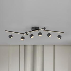 JUST LIGHT. GmbH LED тавански спот Jarik, 6-лампов, черен, 3000 K, Затъмняване, Черен, Дневна/трапезария, Метал, Модерен