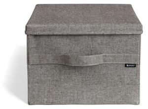 Сива текстилна кутия за съхранение с капак 36x46x25 cm Soft Storage Large – Bigso