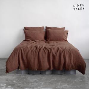 Тъмнокафяво единично ленено спално бельо 140x200 cm Chocolate – Linen Tales