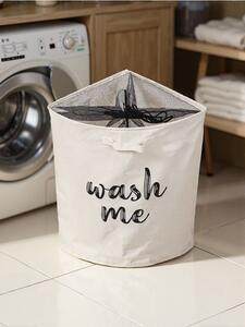 Sinsay - Кош за пране с надпис WASH TIME - бял