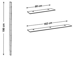 Бяла част за рафтове, широчина 162 cm Bridge - Tenzo