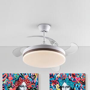 Schuller Valencia LED тавански вентилатор Vento бял/бронзов/пушен Ø 100 cm тих, Затъмняване, Сив, Дневна/трапезария, Пластмаса, Модерен