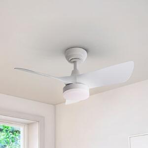 Schuller Valencia LED тавански вентилатор Tropic, бял, Ø 76 cm, тих, CCT, Затъмняване, Бял, Дневна/трапезария, Пластмаса, Модерен