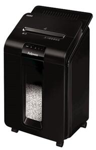 Шредер Fellowes 100M Micro Cut, до 10 листа А4 ръчно/до 100 листа А4 автоматично, раздробява карти/хартия/телчета/кламери, Аuto Max технология, кошче за отпадъци с обем 23 литра