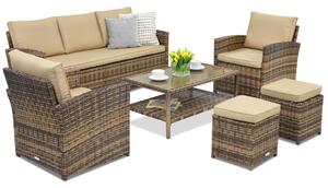 Градински мебели Monaco Coffee 5 + 2 пуфа Garden Point кафяви