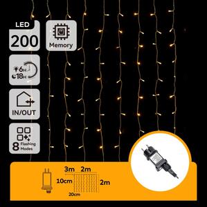 Aigostar - LED Екстериорни Коледни лампички 200xLED/8 функции 5x2m IP44 топло бял