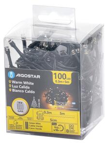 Aigostar - LED външен гирлянд, 100 LED / 8 функции, 3xAA, 5,3 m, IP44, топла бяла светлина