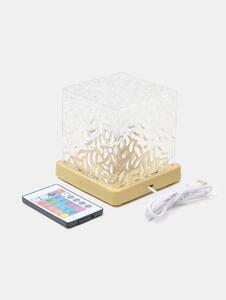 Sinsay - RGB LED декоративна настолна лампа във формата на куб с ефект на течаща вода - clear