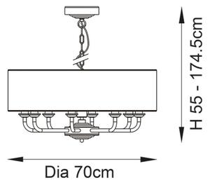 Endon 99152 - Пендел HIGHCLERE 8xE14/40W/230V сив/матов хром