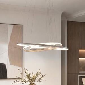 Lucande LED висяща лампа Ezana, никел, метал, Ø 80 cm, Затъмняване, Сив, Дневна/трапезария, Метал, Модерен