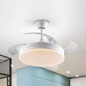 Schuller Valencia LED тавански вентилатор Vento бял/пушено сив DC, Ø 100 cm, тих, Затъмняване, Сив, Дневна/трапезария, Пластмаса, Модерен